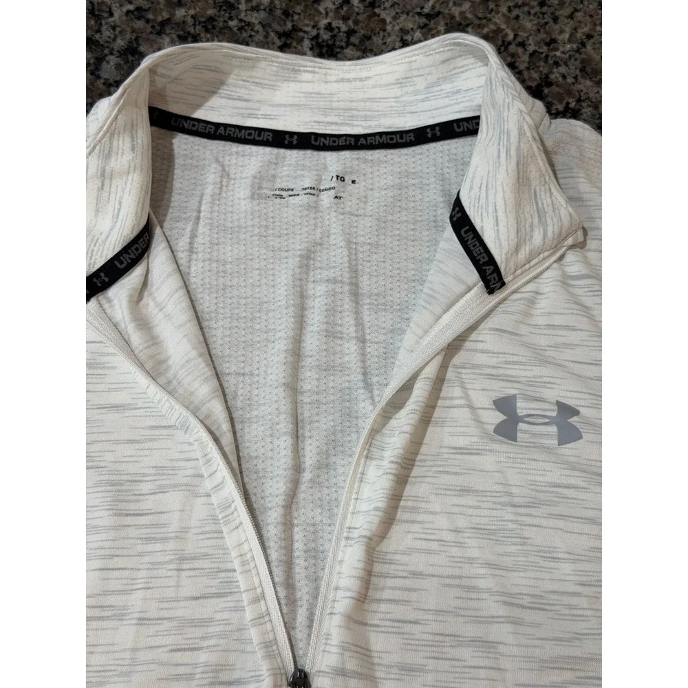 Under Armour Mens XL Quarter Zip Pullover Gray White Heather Space Dye HeatGear